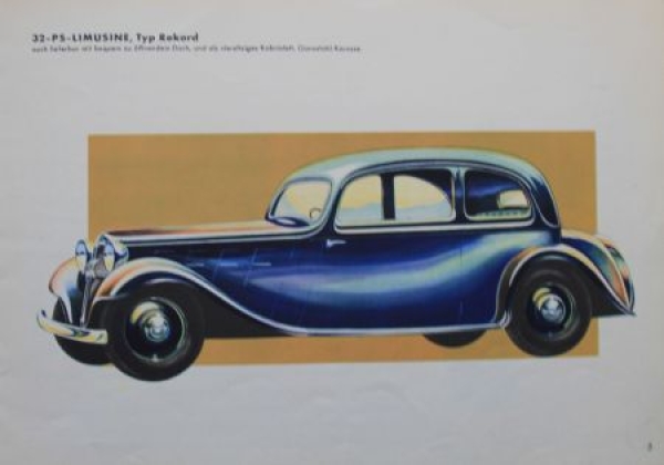 Hanomag Rekord Kurier Sedan Modelprogram 1935 Carbrochure (9696)